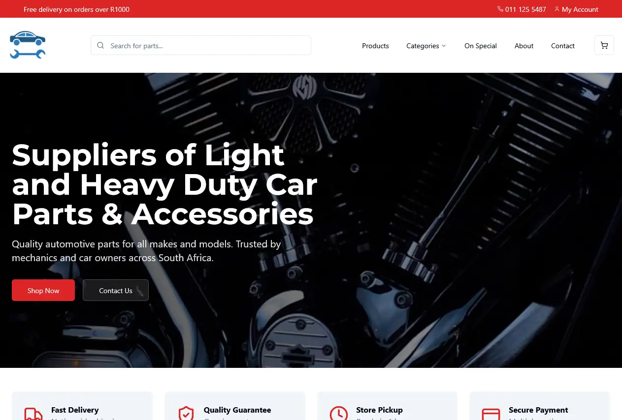 Auto Parts Website